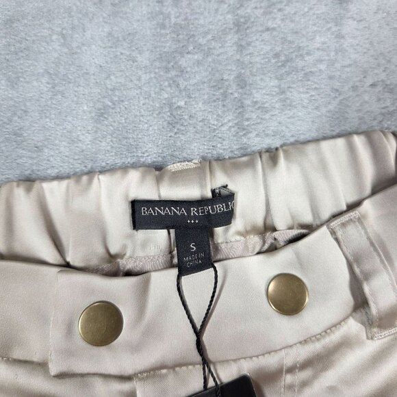 Banana Republic Satin Parachute Cargo Jogger Pants Small Champagne Sand NEW - Picture 7 of 12